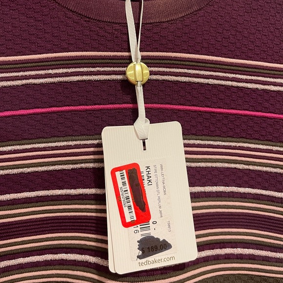 NWT TED BAKER LONDON Leytina Stripe Peplum Sweater In Plum Size 0 = US 0-2 - Picture 5 of 6